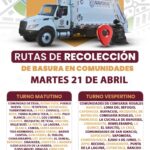Servicios Públicos de Navojoa anuncia rutas de recolección para comunidades este martes 21 de abril