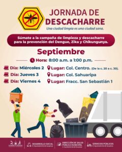 Anuncia Ayuntamiento de Guaymas calendario de Jornadas de Descacharre para prevenir dengue, zika y chikungunya