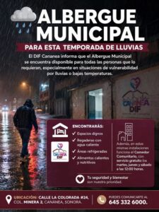 Habilita DIF Cananea Albergue y Comedor Comunitario ante temporada de lluvias y descenso térmico