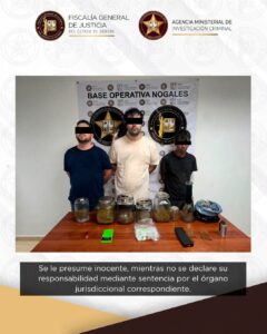 Desarticulan punto de venta de droga en Nogales; aseguran narcóticos, municiones y detienen a tres personas, dos de ellas estadounidenses