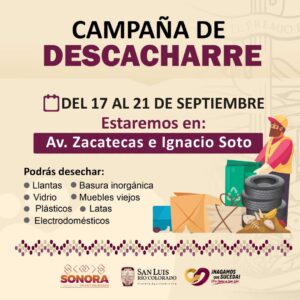 Habilitan en San Luis Río Colorado jornada intensiva de descacharre del 17 al 21 de septiembre