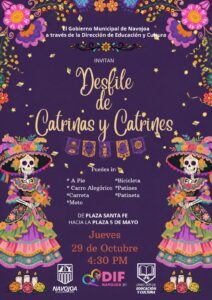 Invita Ayuntamiento de Navojoa al tradicional Desfile de Catrinas y Catrines este jueves 29 de octubre